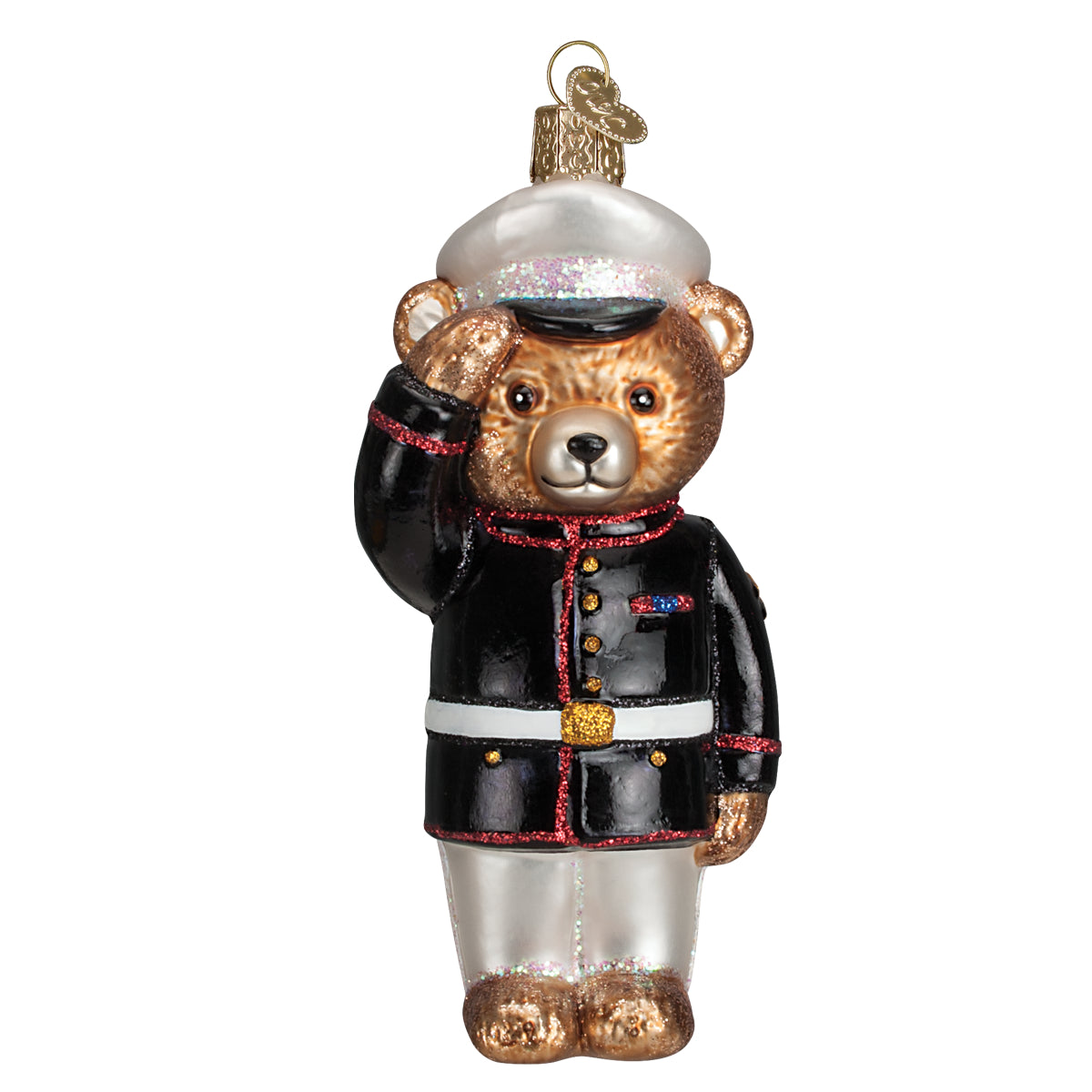 Old World Christmas Marine Bear Ornament - hand-blown glass Christmas tree ornament (view 3)