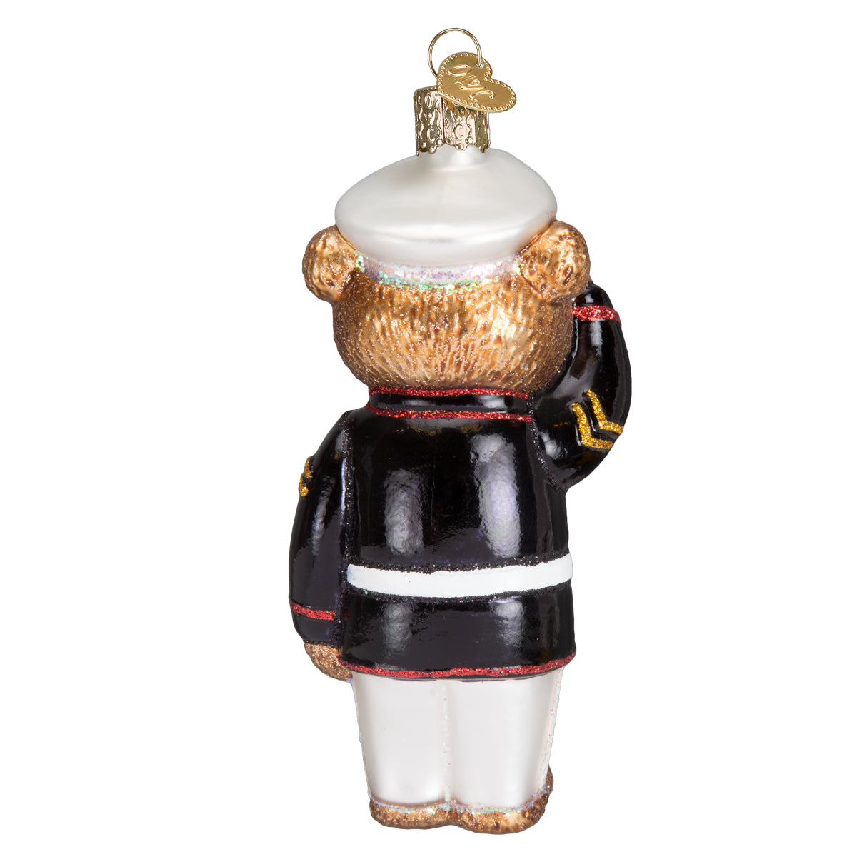 Old World Christmas Marine Bear Ornament - hand-blown glass Christmas tree ornament (view 4)