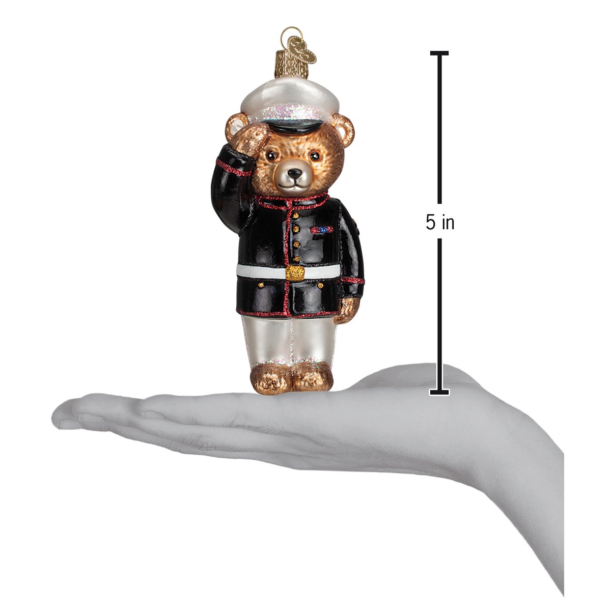 Old World Christmas Marine Bear Ornament - hand-blown glass Christmas tree ornament (view 6)