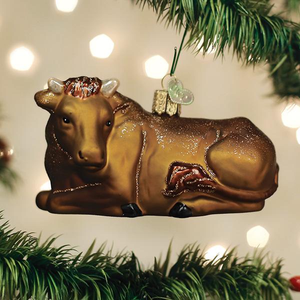 Old World Christmas Ox Ornament - hand-blown glass Christmas tree ornament