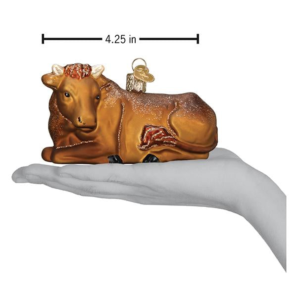 Old World Christmas Ox Ornament - hand-blown glass Christmas tree ornament (view 6)