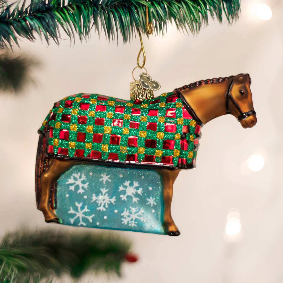 Old World Christmas Snowflake Horse Ornament - hand-blown glass Christmas tree ornament