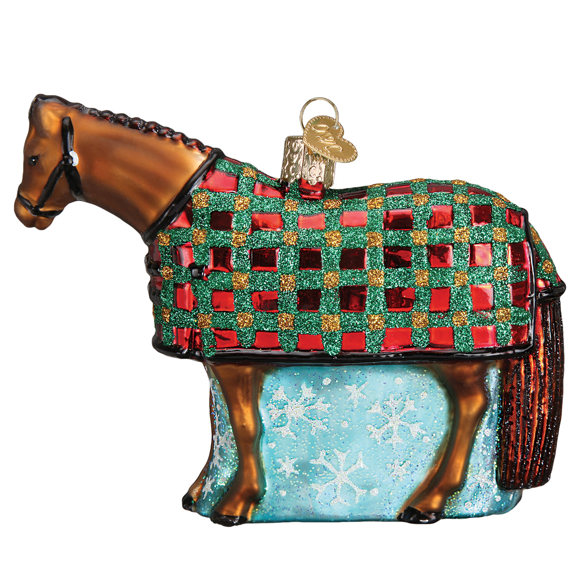 Old World Christmas Snowflake Horse Ornament - hand-blown glass Christmas tree ornament (view 4)