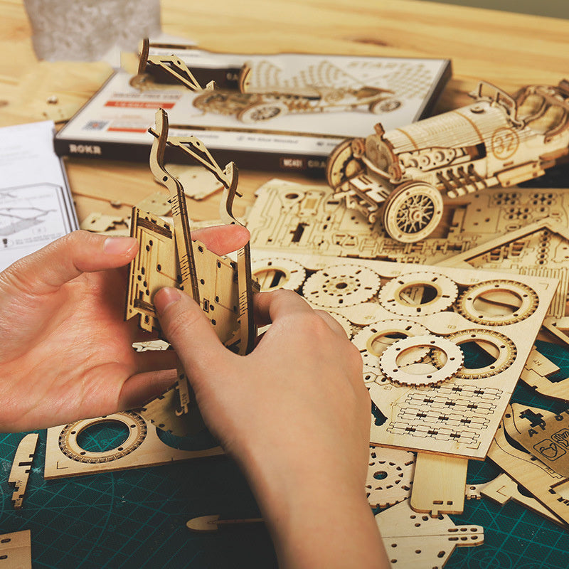 3D Wooden Puzzle Train Model DIY Wooden Train Toy Mechanical Train Model Kit Assembly Model Home Decoration Crafts - Cindi Book