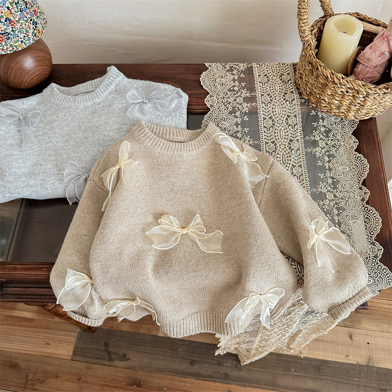 Girl's Sweater Fashion Children's Bow Knitwear - Cindi Book