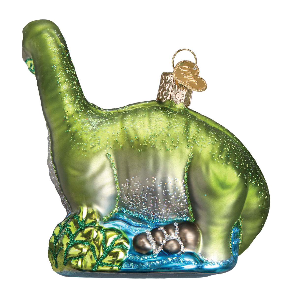 Old World Christmas Brontosaurus Ornament - hand-blown glass Christmas tree ornament (view 5)