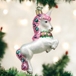 Old World Christmas Prancing Unicorn Ornament - hand-blown glass Christmas tree ornament