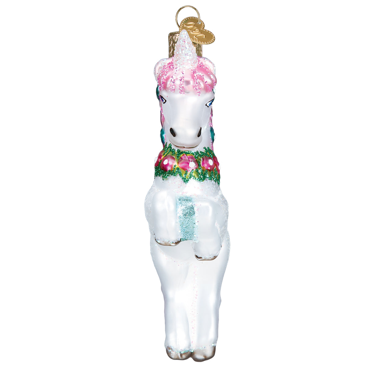 Old World Christmas Prancing Unicorn Ornament - hand-blown glass Christmas tree ornament (view 5)