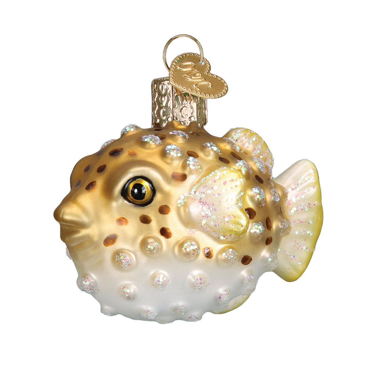 Old World Christmas Pufferfish Ornament - hand-blown glass Christmas tree ornament (view 2)