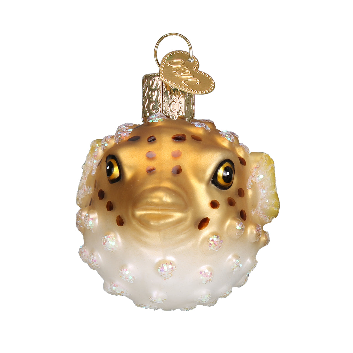 Old World Christmas Pufferfish Ornament - hand-blown glass Christmas tree ornament (view 3)