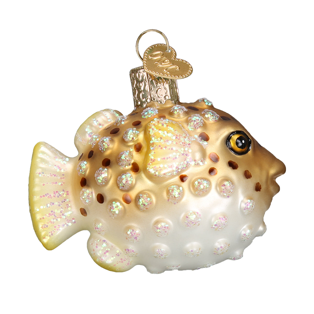 Old World Christmas Pufferfish Ornament - hand-blown glass Christmas tree ornament (view 4)