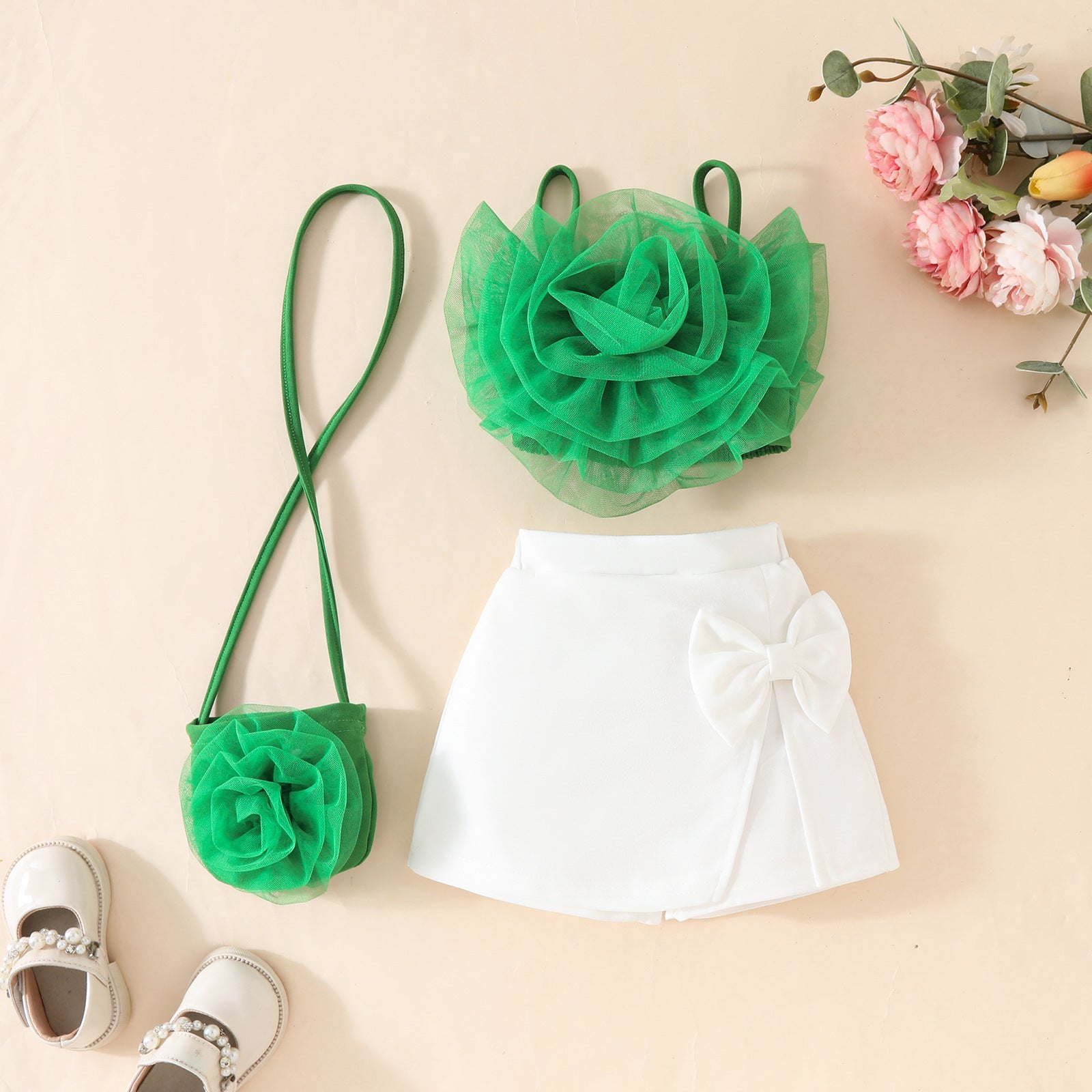 Girl's 3D Flower Pulling Strap Set - Cindi Book