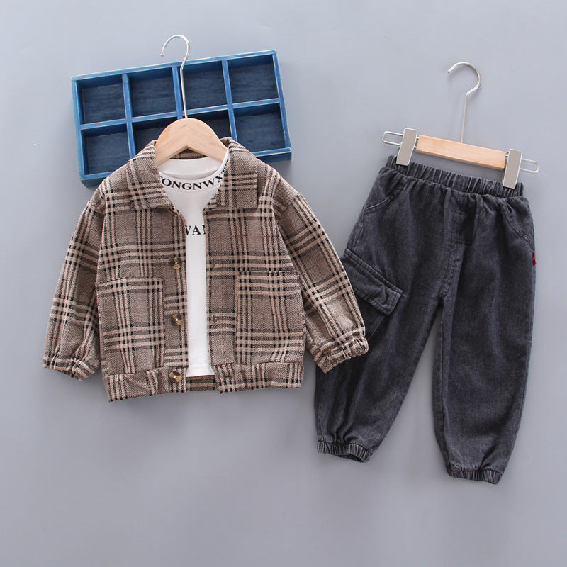 Baby boy long sleeve plaid suit - Cindi Book