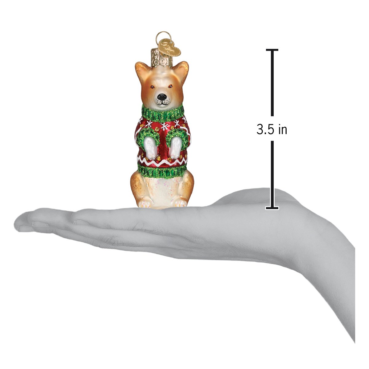 Old World Christmas Christmas Corgi Ornament - hand-blown glass Christmas tree ornament (view 5)