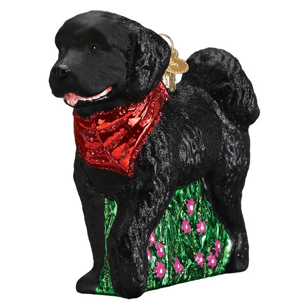 Old World Christmas Black Doodle Dog Ornament - hand-blown glass Christmas tree ornament (view 4)