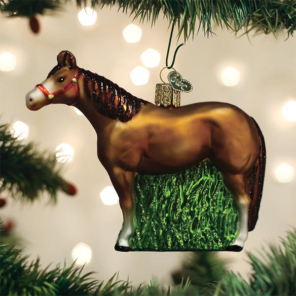 Old World Christmas Quarter Horse Ornament - hand-blown glass Christmas tree ornament