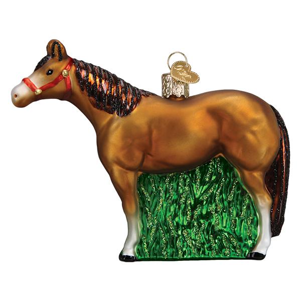 Old World Christmas Quarter Horse Ornament - hand-blown glass Christmas tree ornament (view 5)