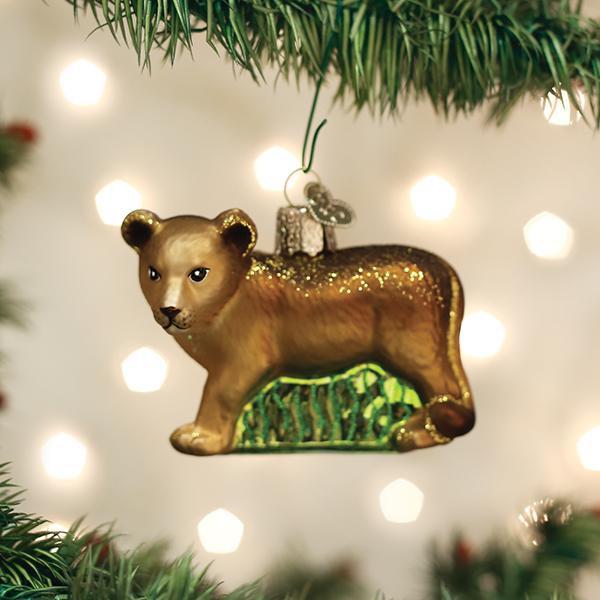 Old World Christmas Lion Cub Ornament - hand-blown glass Christmas tree ornament