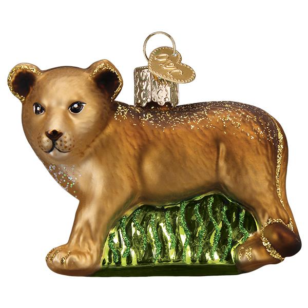 Old World Christmas Lion Cub Ornament - hand-blown glass Christmas tree ornament (view 5)
