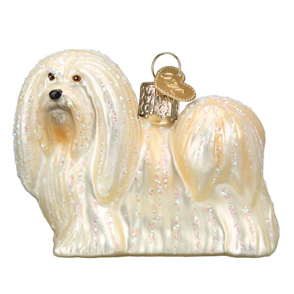 Old World Christmas Lhaso Apso Ornament - hand-blown glass Christmas tree ornament (view 3)