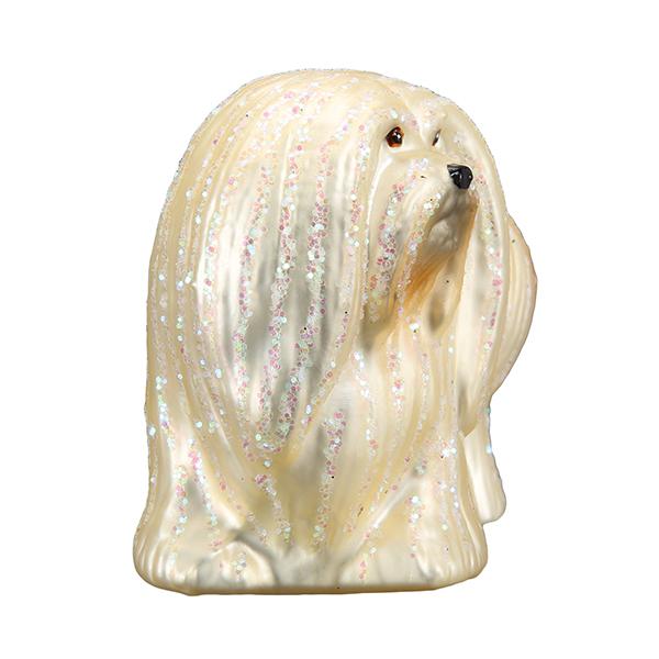 Old World Christmas Lhaso Apso Ornament - hand-blown glass Christmas tree ornament (view 5)