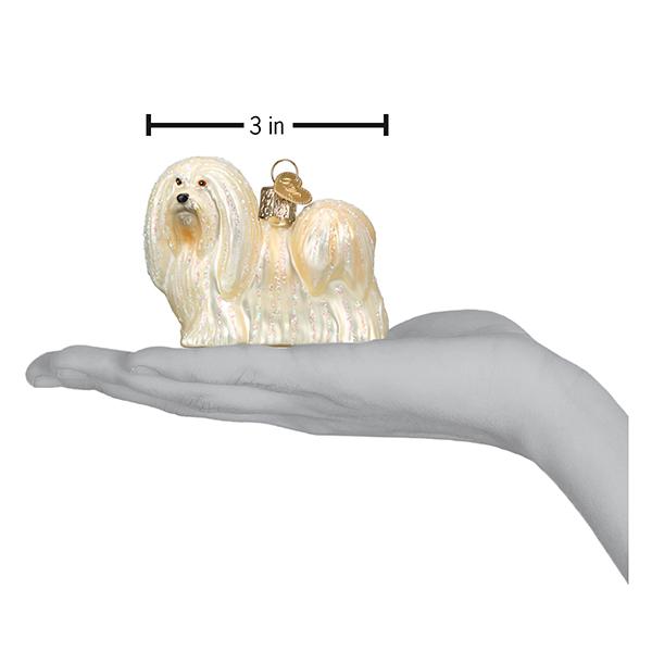 Old World Christmas Lhaso Apso Ornament - hand-blown glass Christmas tree ornament (view 6)