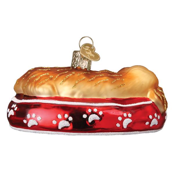 Old World Christmas Sleepy Golden Retriever Ornament - hand-blown glass Christmas tree ornament (view 4)