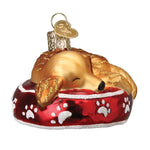 Old World Christmas Sleepy Golden Retriever Ornament - hand-blown glass Christmas tree ornament (view 5)