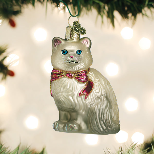 Old World Christmas Himalayan Kitty Ornament - hand-blown glass Christmas tree ornament
