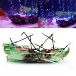 American Seahorse Pneumatic Fish Tank Decoration Aquarium Scenery Package Aerobic Toys Deep Sea Rotten Ship Sunk - Cindi Book