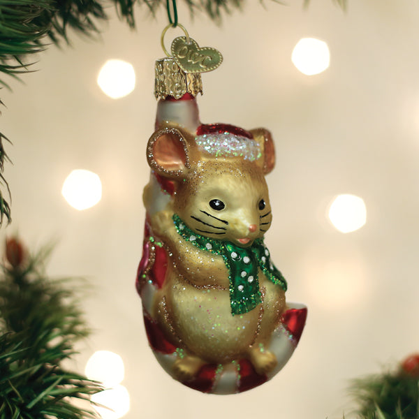 Old World Christmas Christmas Mouse Ornament - hand-blown glass Christmas tree ornament