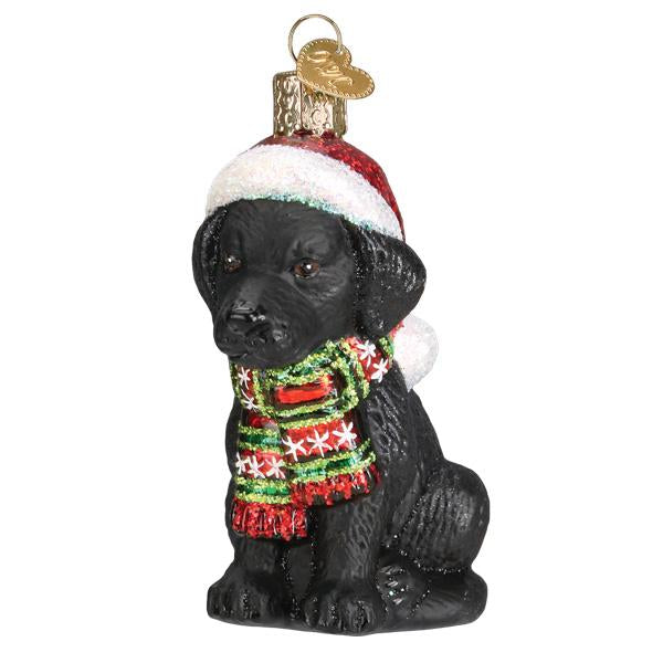Old World Christmas Holiday Black Labrador Puppy Ornament - hand-blown glass Christmas tree ornament (view 5)