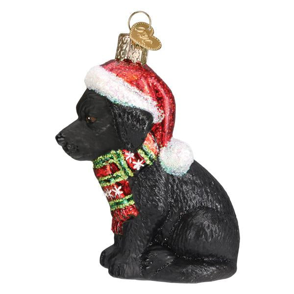 Old World Christmas Holiday Black Labrador Puppy Ornament - hand-blown glass Christmas tree ornament (view 4)
