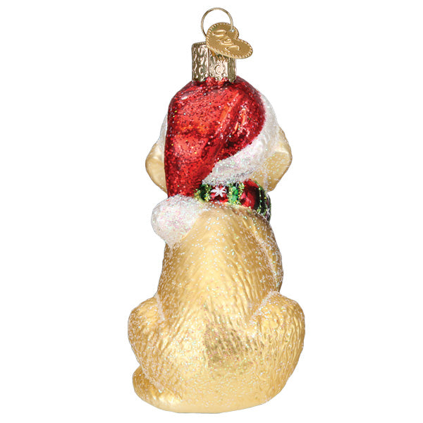 Old World Christmas Holiday Yellow Labrador Puppy Ornament - hand-blown glass Christmas tree ornament (view 5)