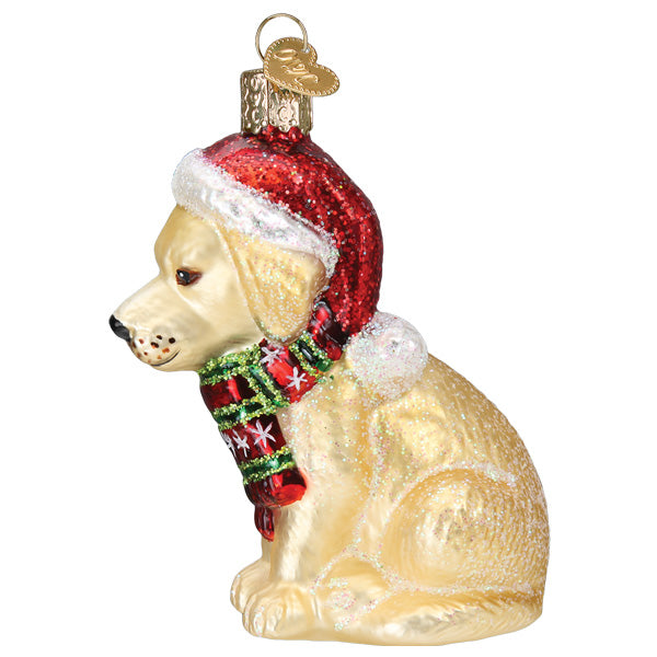 Old World Christmas Holiday Yellow Labrador Puppy Ornament - hand-blown glass Christmas tree ornament (view 4)