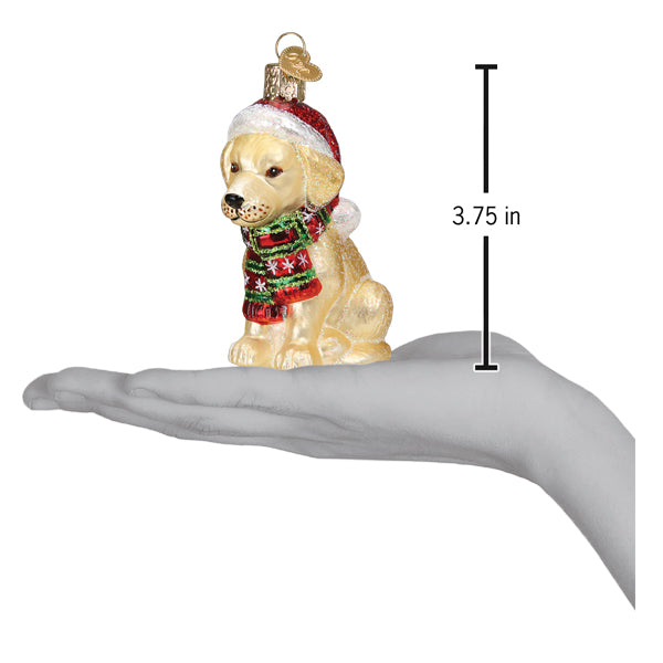 Old World Christmas Holiday Yellow Labrador Puppy Ornament - hand-blown glass Christmas tree ornament (view 6)