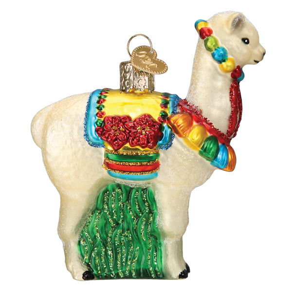 Old World Christmas Festive Alpaca Ornament - hand-blown glass Christmas tree ornament (view 4)