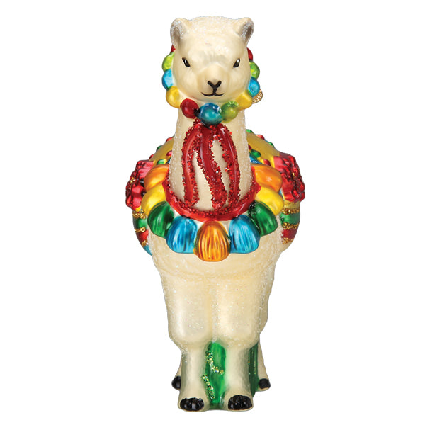 Old World Christmas Festive Alpaca Ornament - hand-blown glass Christmas tree ornament (view 5)