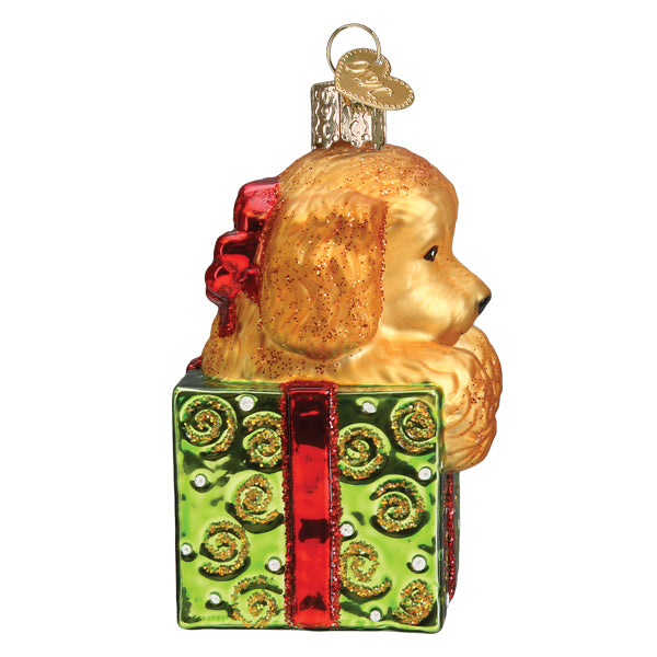 Old World Christmas Doodle Puppy Surprise Ornament - hand-blown glass Christmas tree ornament (view 5)