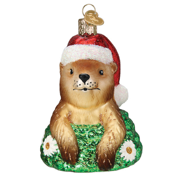 Old World Christmas Santa Groundhog Ornament - hand-blown glass Christmas tree ornament (view 3)