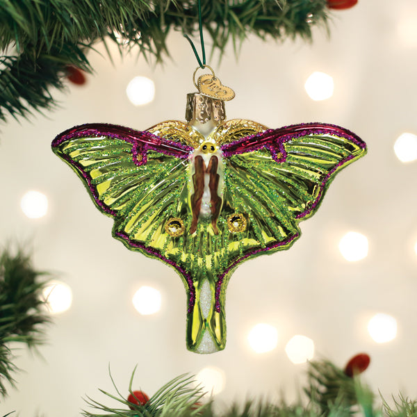 Old World Christmas Luna Moth Ornament - hand-blown glass Christmas tree ornament