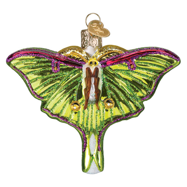 Old World Christmas Luna Moth Ornament - hand-blown glass Christmas tree ornament (view 3)