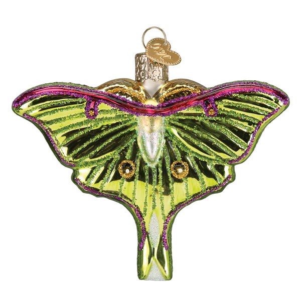 Old World Christmas Luna Moth Ornament - hand-blown glass Christmas tree ornament (view 4)