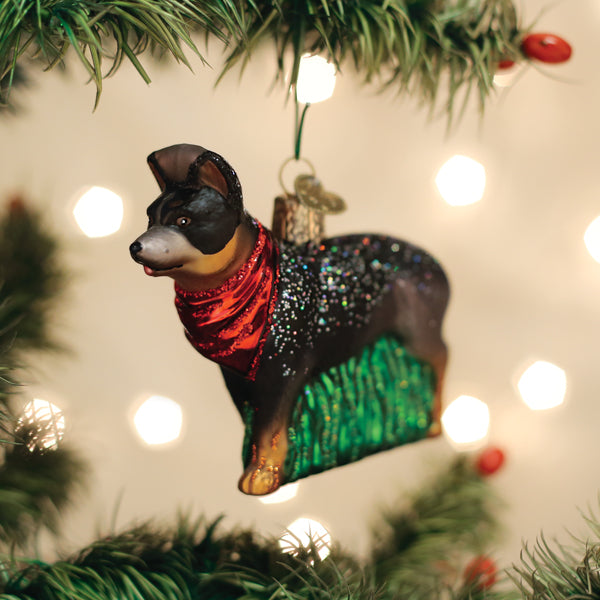 Old World Christmas Australian Cattle Dog Ornament - hand-blown glass Christmas tree ornament
