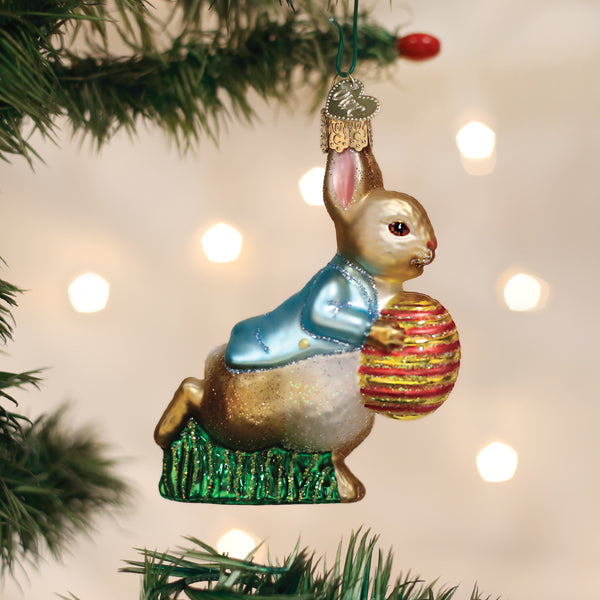 Old World Christmas Peter Rabbit With Easter Egg Ornament - hand-blown glass Christmas tree ornament