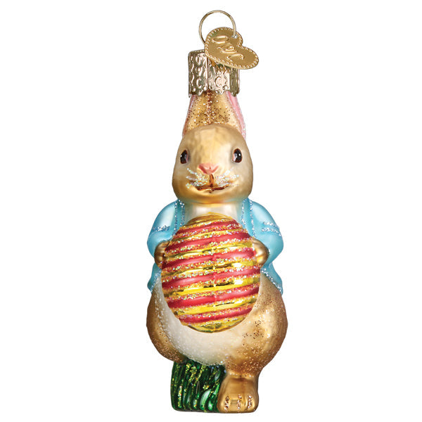 Old World Christmas Peter Rabbit With Easter Egg Ornament - hand-blown glass Christmas tree ornament (view 5)