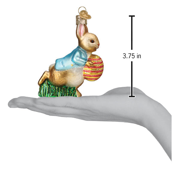 Old World Christmas Peter Rabbit With Easter Egg Ornament - hand-blown glass Christmas tree ornament (view 6)