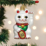 Old World Christmas Lucky Cat Ornament - hand-blown glass Christmas tree ornament