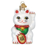 Old World Christmas Lucky Cat Ornament - hand-blown glass Christmas tree ornament (view 3)