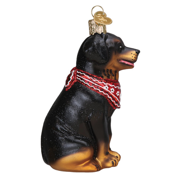 Old World Christmas Rottweiler Ornament - hand-blown glass Christmas tree ornament (view 5)